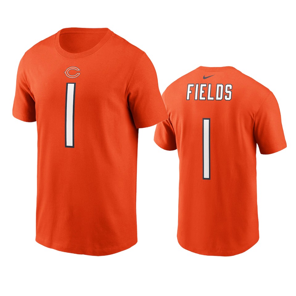 bears justin fields orange 2021 nfl draft name number t shirt