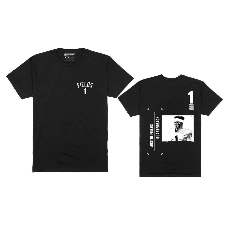 bears justin fields player graphic black name number t shirt