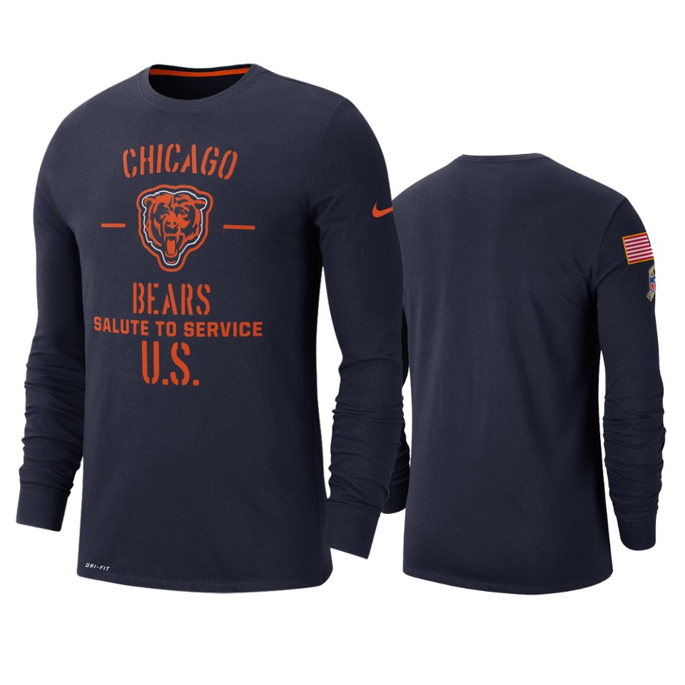 bears navy 2019 salute to service sideline long sleeve t shirt