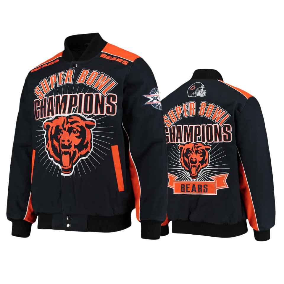 bears navy extreme triumph commemorative full snap jacket