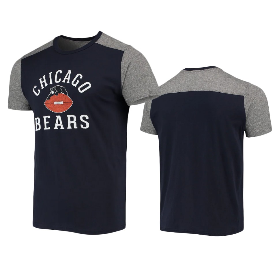 bears navy gray field goal slub gridiron classics t shirt