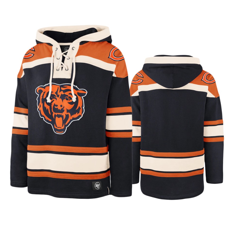 bears navy orange lacer v neck pullover hoodie