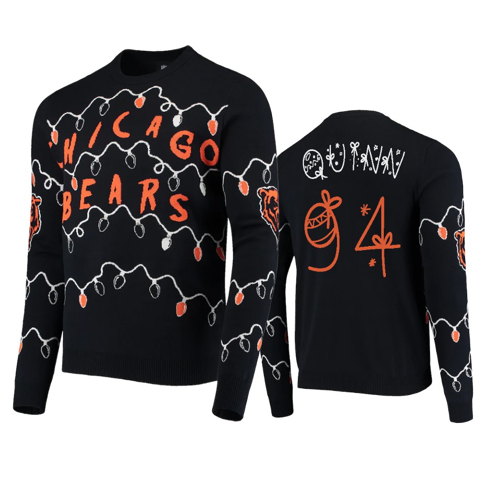 bears robert quinn black 2020 christmas gifts light up sweater 0a