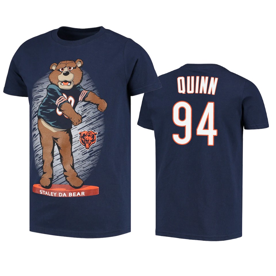 bears robert quinn navy dancing staley da bear mascot t shirt