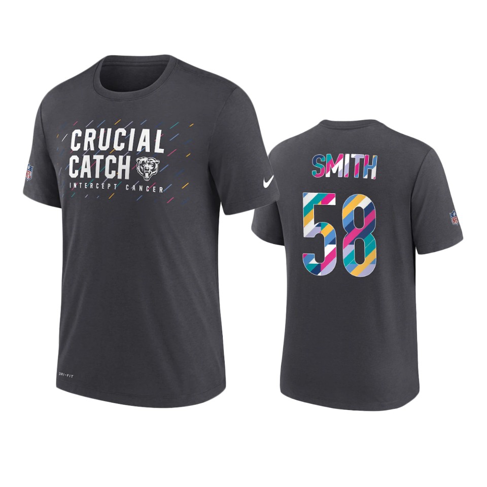 bears roquan smith charcoal 2021 nfl crucial catch t shirt