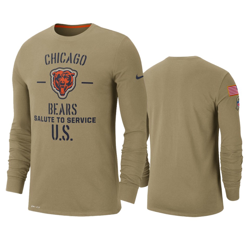 bears tan 2019 salute to service sideline long sleeve t shirt