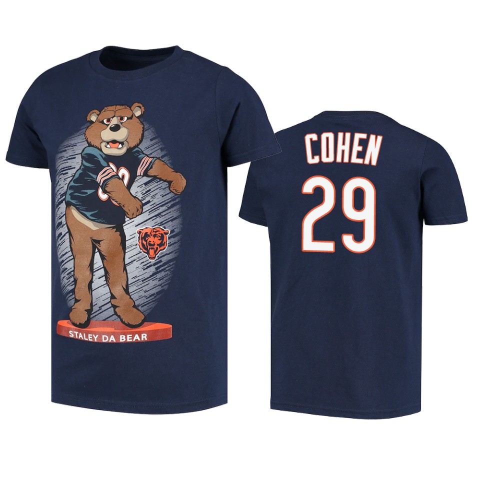 bears tarik cohen navy dancing staley da bear mascot t shirt