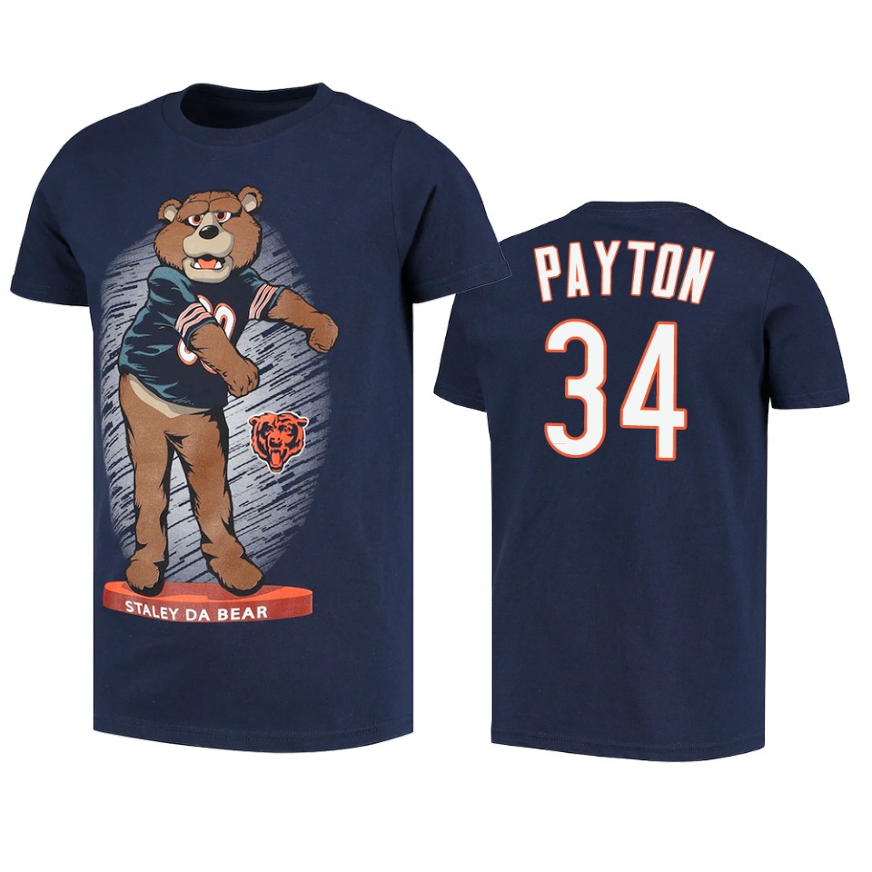 bears walter payton navy dancing staley da bear mascot t shirt