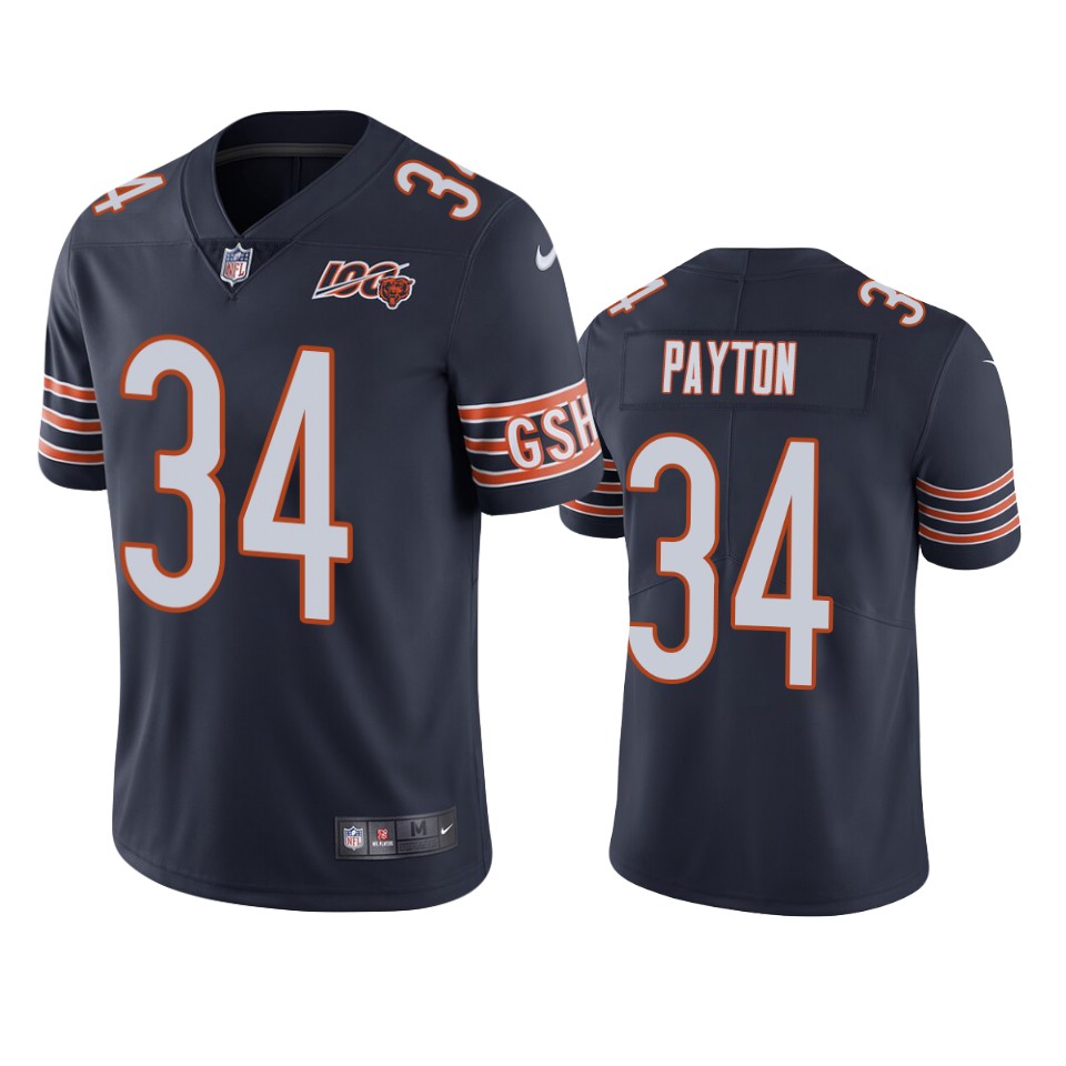 bears walter payton navy limited 100th season jersey