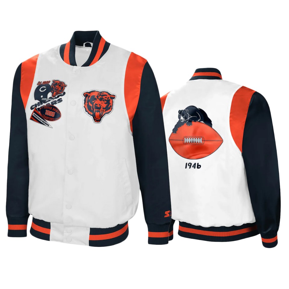 bears white navy retro the all american full snap jacket