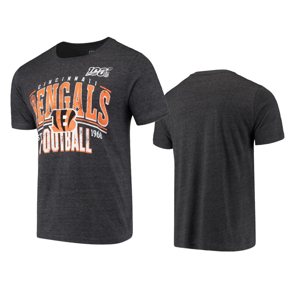 bengals black 100th season championship tri blend tee