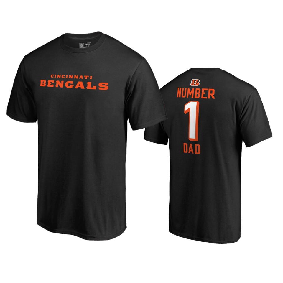bengals black 2019 father's day number 1 dad t shirt