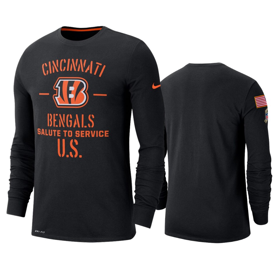 bengals black 2019 salute to service sideline long sleeve t shirt
