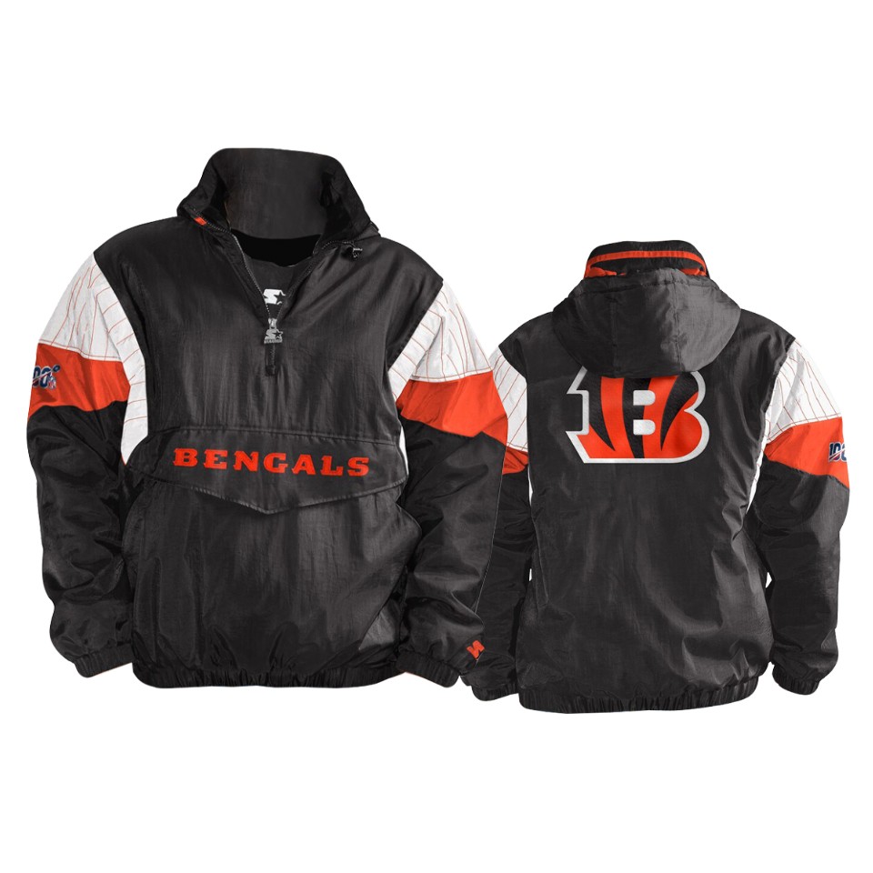 bengals black orange nfl 100 thursday night lights quarter zip breakaway jacket