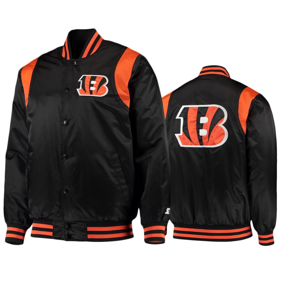 bengals black orange prime time twill satin varsity jacket