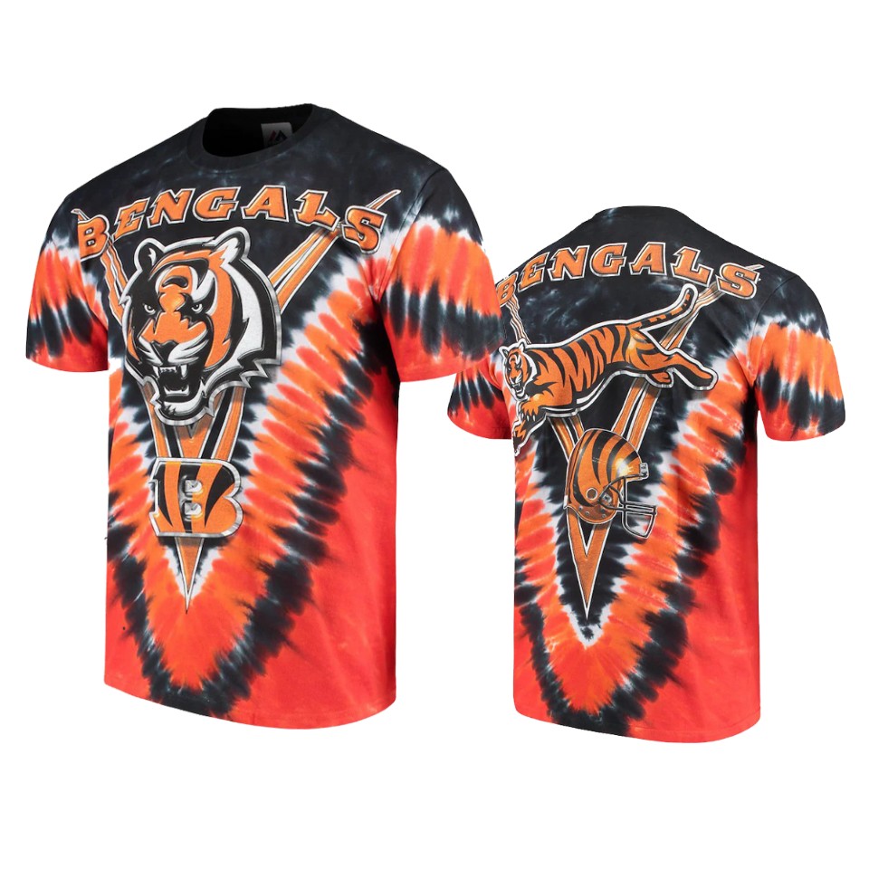 bengals black tie dye v t shirt