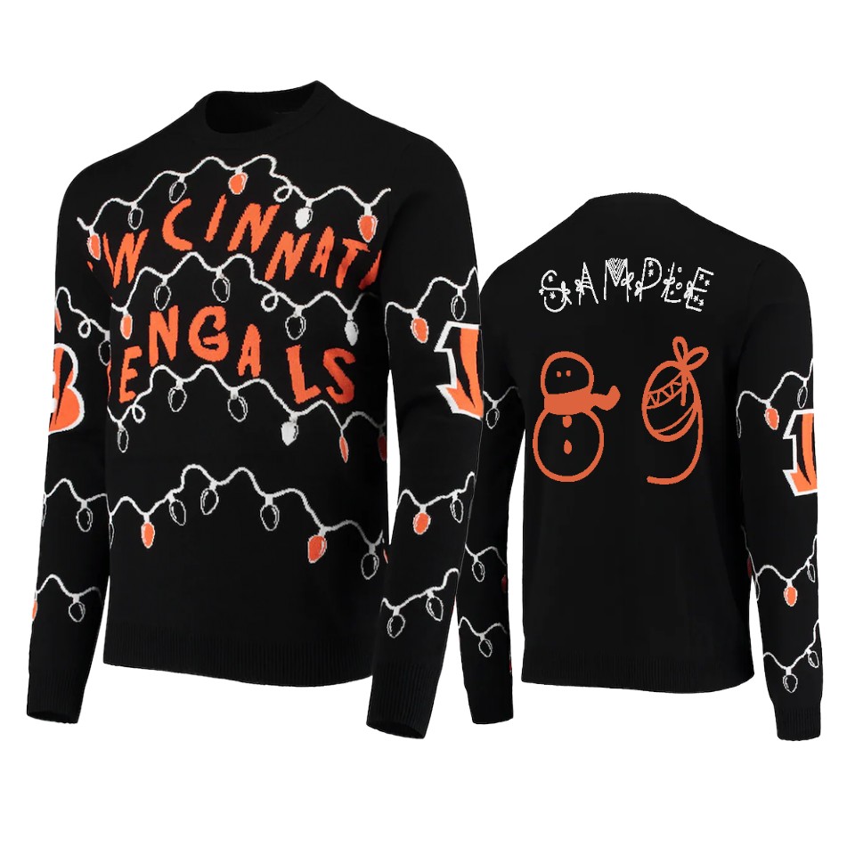 bengals drew sample black ugly christmas gifts sweater