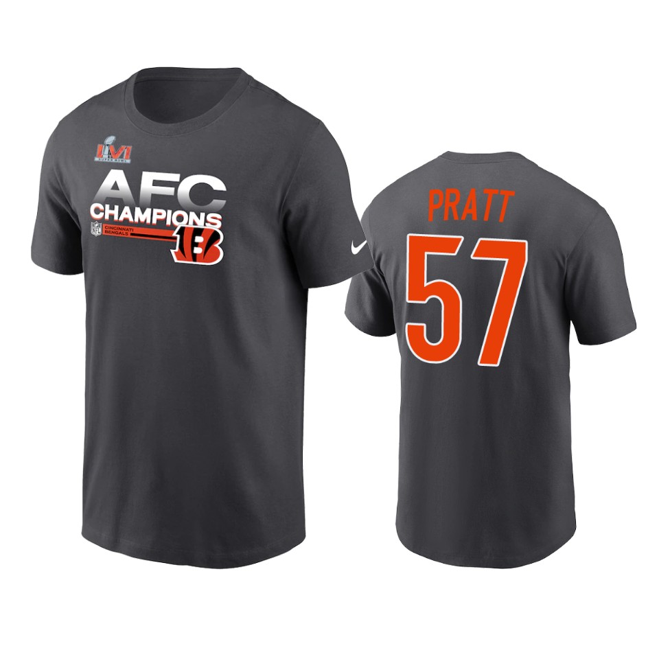 bengals germaine pratt anthracite 2021 afc champions locker room trophy t shirt