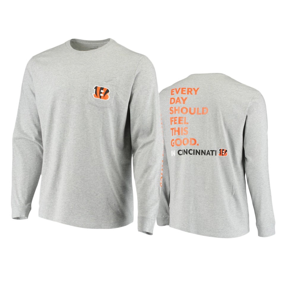 bengals gray feel good long sleeve t shirt