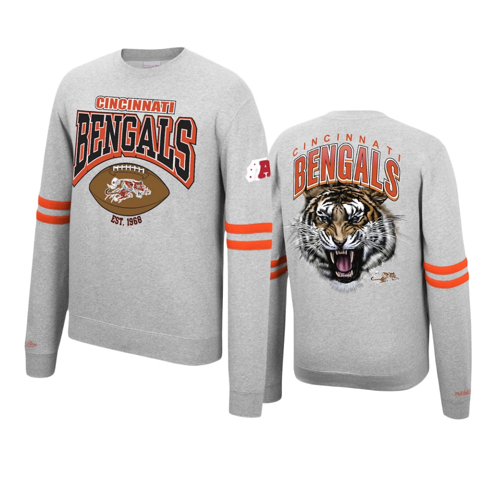 bengals heathered gray allover fleece pullover sweatshirt