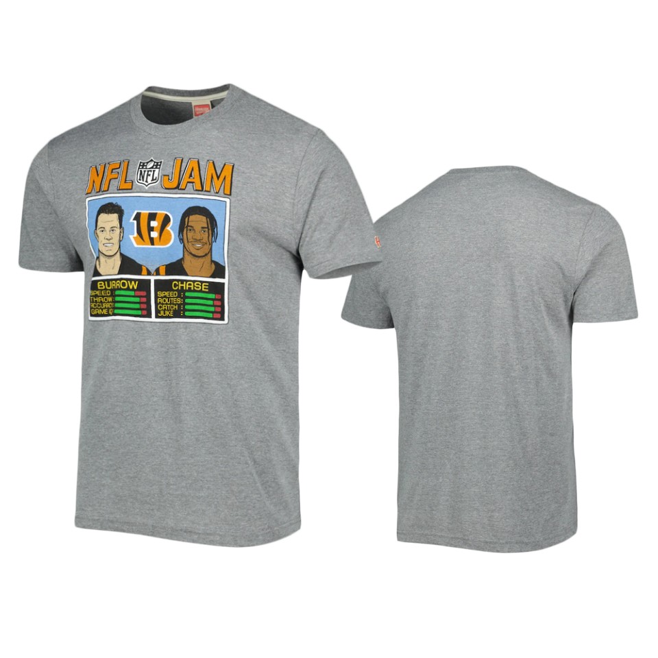 bengals ja'marr chase joe burrow gray nfl jam homage t shirt