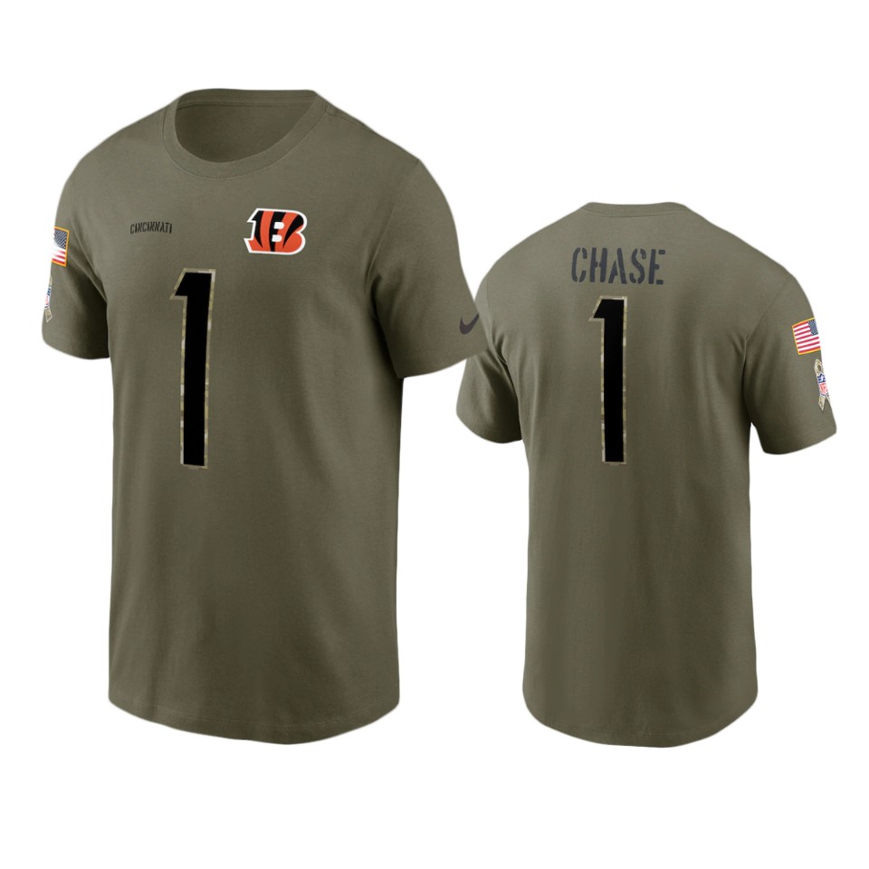 bengals ja'marr chase olive 2022 salute to service t shirt