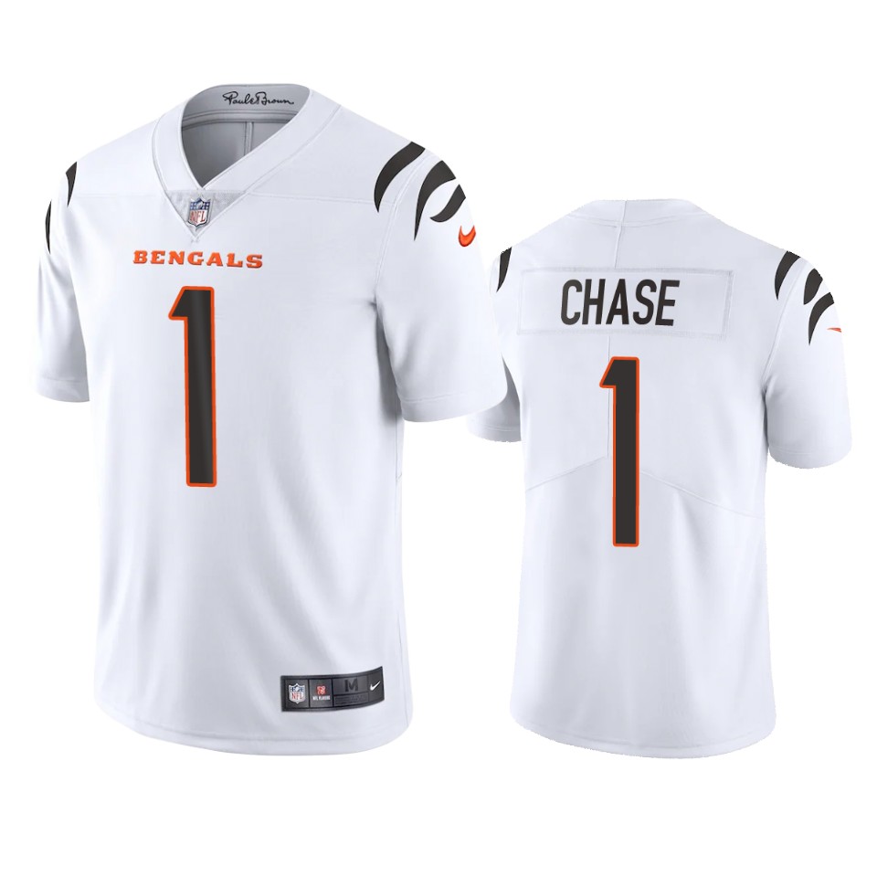 bengals ja'marr chase white vapor limited jersey 1a