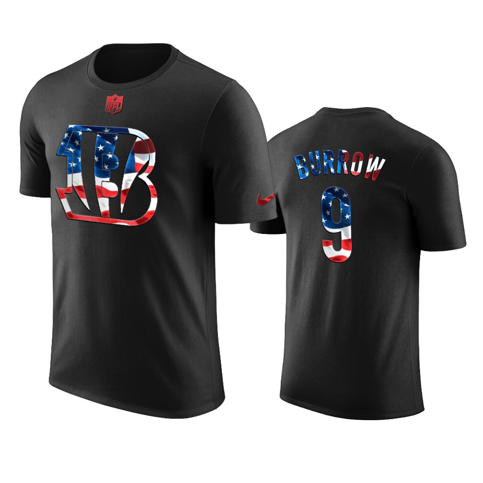 bengals joe burrow black 2020 independence day t shirt