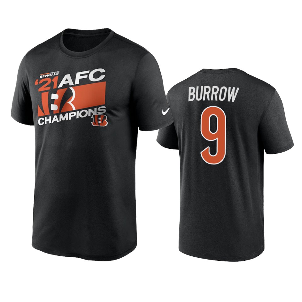 bengals joe burrow black 2021 afc champions iconic t shirt