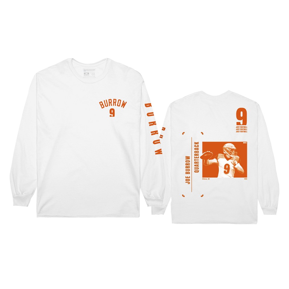 bengals joe burrow white player graphic long sleeve t shirt