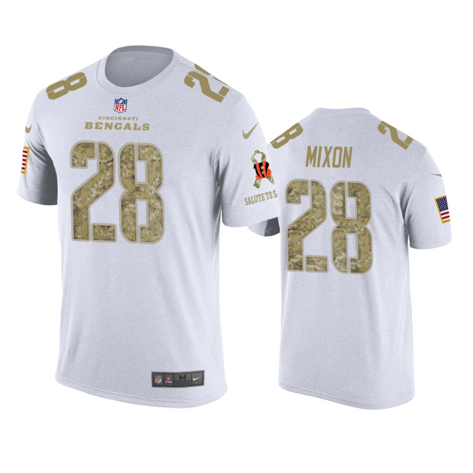 bengals joe mixon white salute to service t shirt