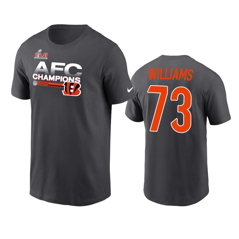 bengals jonah williams anthracite 2021 afc champions locker room trophy t shirt