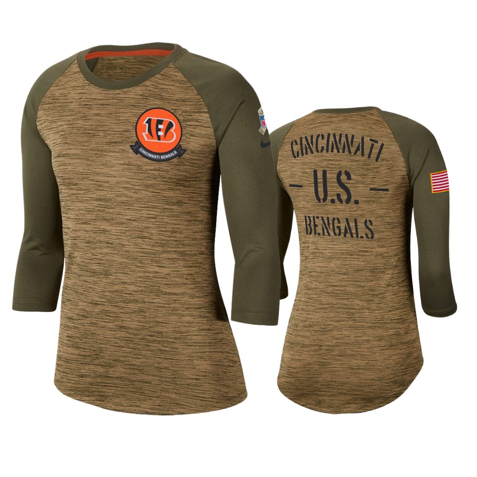 bengals khaki 2019 salute to service legend scoopneck raglan t shirt