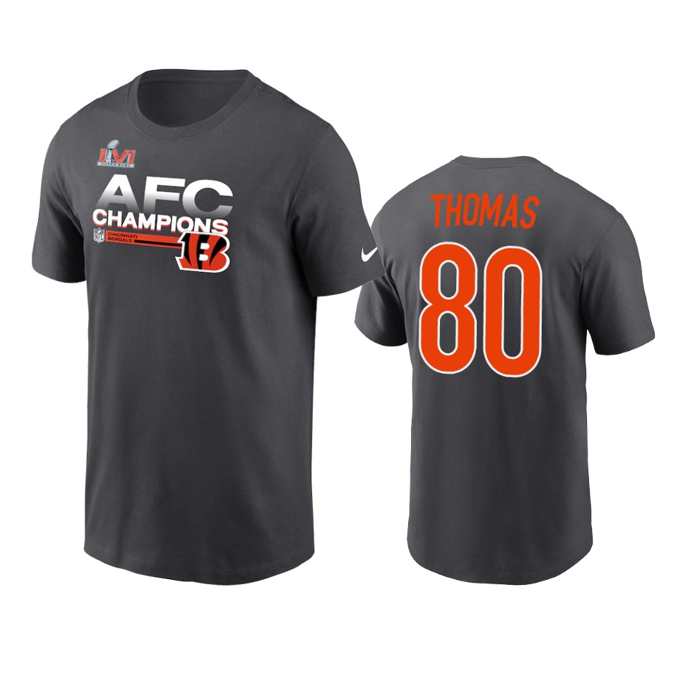 bengals mike thomas anthracite 2021 afc champions locker room trophy t shirt
