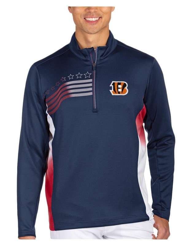 bengals navy red liberty quarter zip pullover jacket