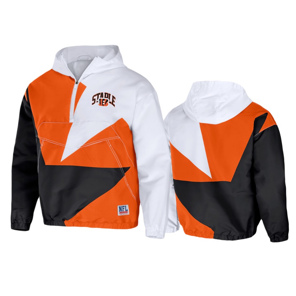 bengals orange staple all over print quarter zip jacket
