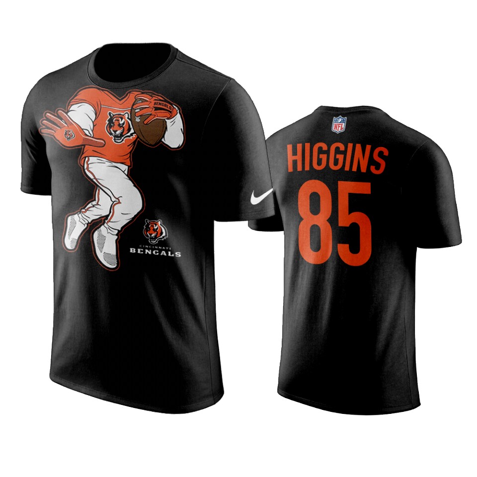 bengals tee higgins black yard rush ii t shirt