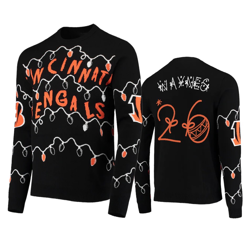 bengals trae waynes black ugly christmas gifts sweater