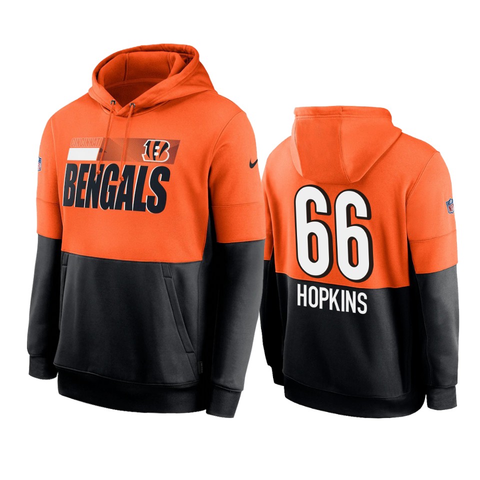 bengals trey hopkins orange black sideline impact lockup hoodie