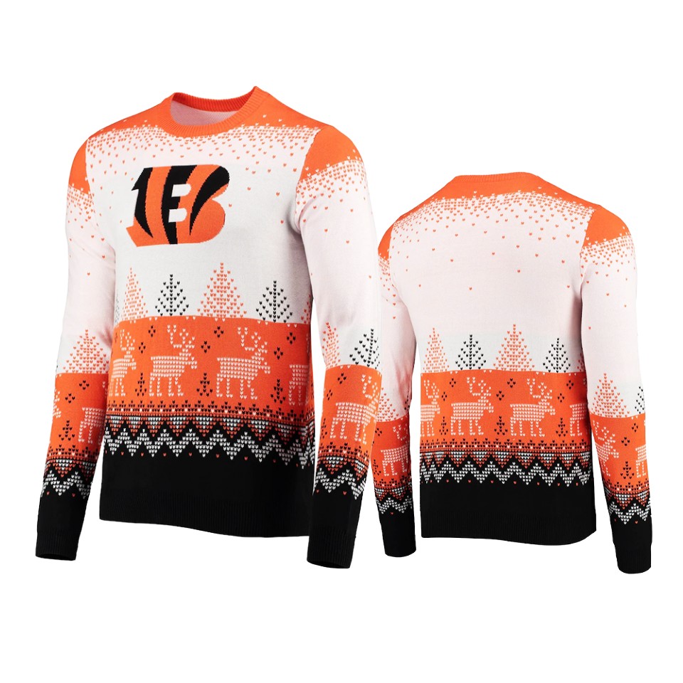 bengals white 2021 christmas gift big logo sweater