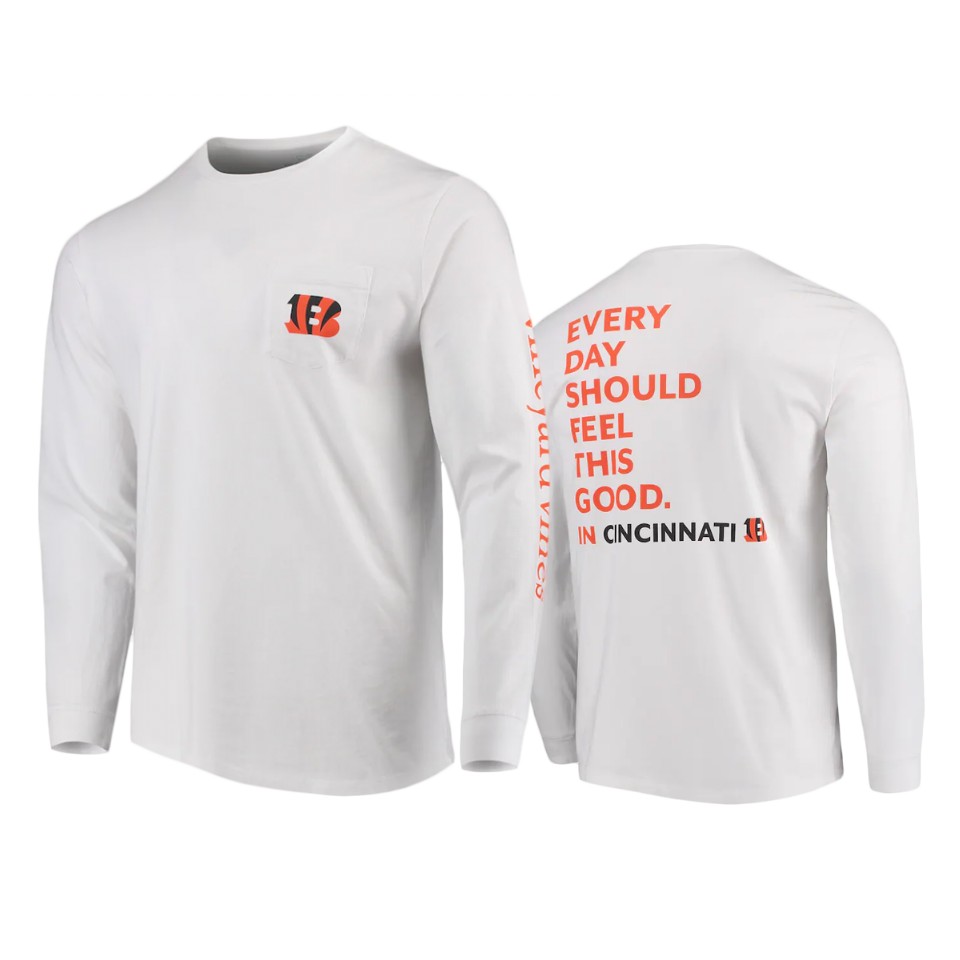 bengals white feel good long sleeve t shirt