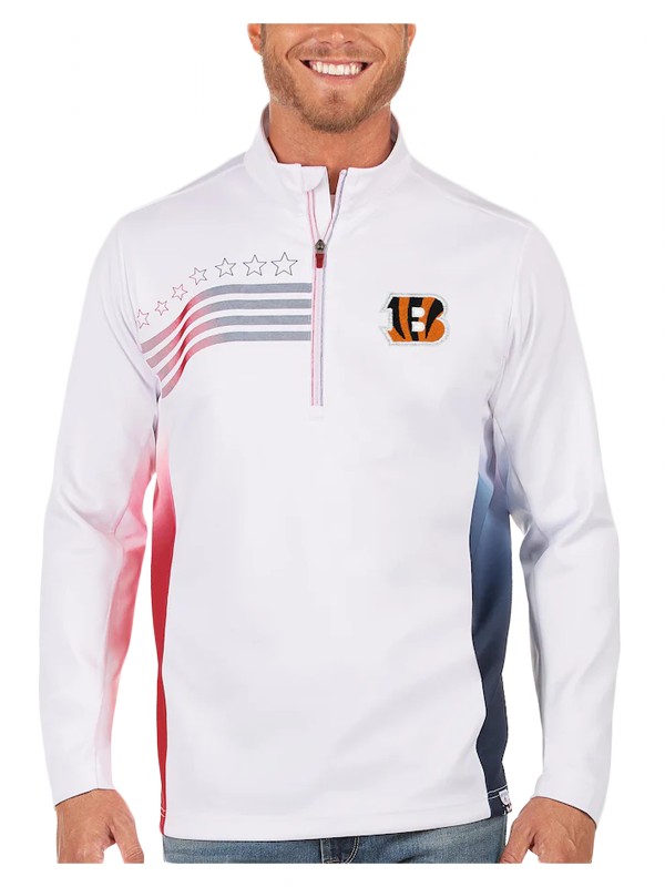bengals white navy liberty quarter zip pullover jacket