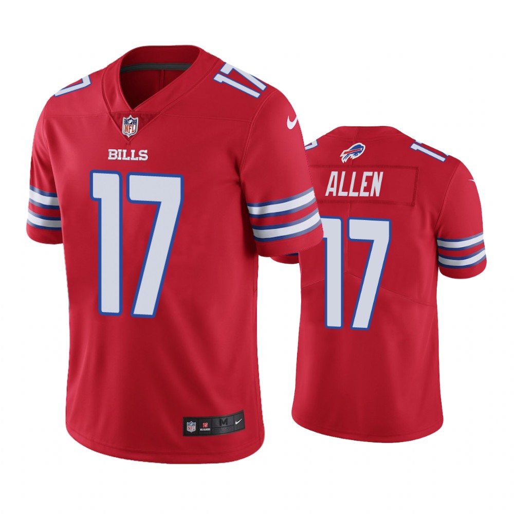 bills 17 josh allen red color rush limited jersey