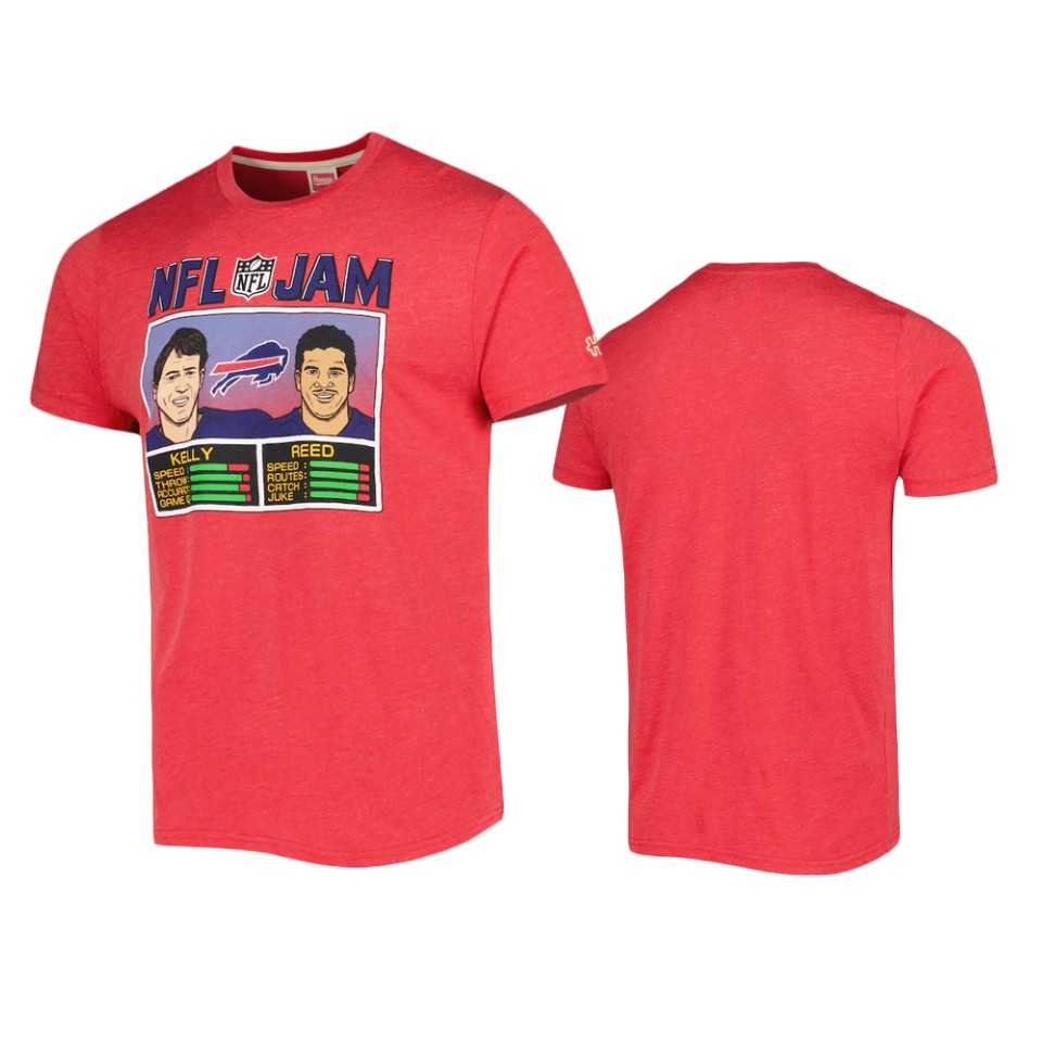 bills andre reed & jim kelly red nfl jam homage t shirt