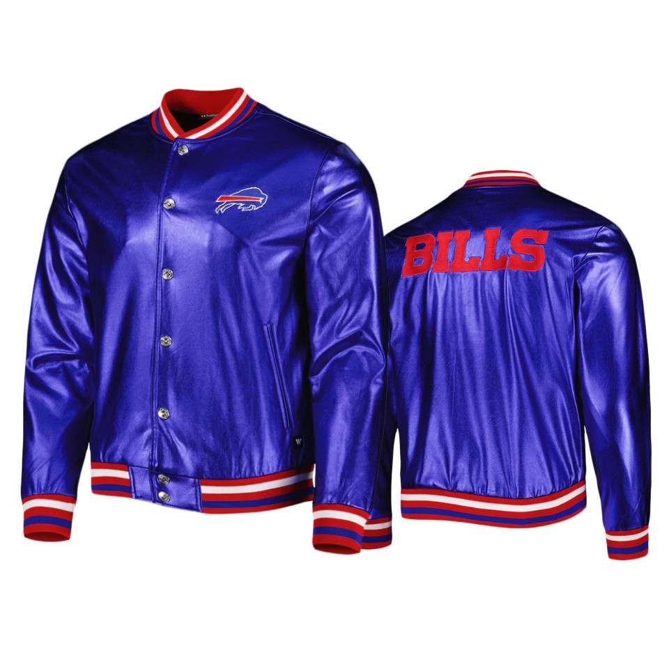 bills blue metallic bomber jacket