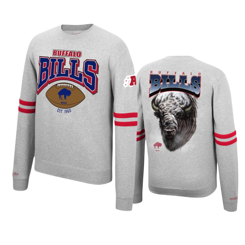 bills heathered gray allover fleece pullover sweatshirt