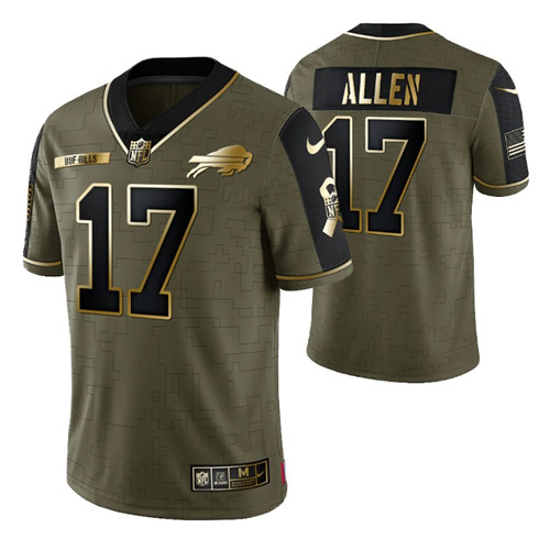 bills josh allen 2021 salute to service golden limited jersey olive men