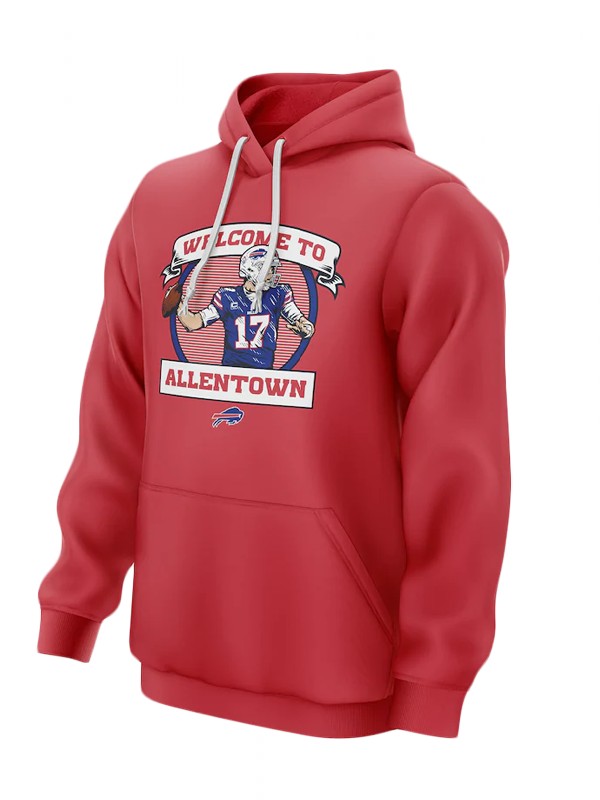 bills josh allen red welcome to allentown hoodie