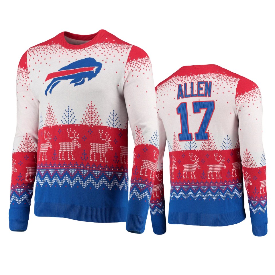 bills josh allen white 2021 christmas gift big logo sweater