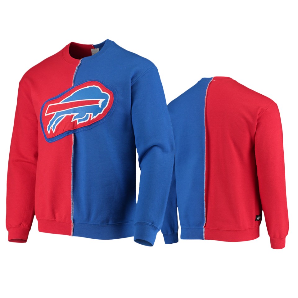 bills red royal split center pullover sweatshirt